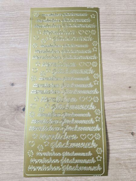 Sticker - Schriftsticker -Herzlichen Glückwunsch- gold